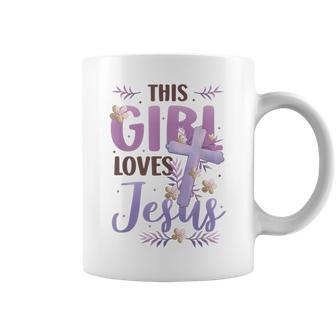 This Girl Loves Jesus Cute Christian Girl Jesus Coffee Mug | Mazezy