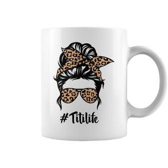 Titi Life Messy Bun Hair Bandana Leopard Print Mothers Day Coffee Mug - Thegiftio UK