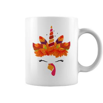 Unicorn Turkey Face Thanksgiving Outfit Autumn For Girl Kids Coffee Mug - Thegiftio UK