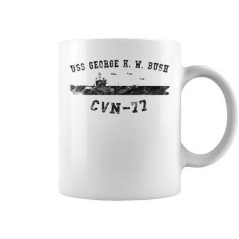 Uss George H W Bush Cvn-77 Silhouette Vintage Coffee Mug - Seseable