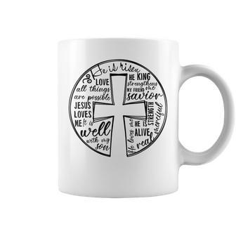 Vintage He Is Risen Bible Verse Christian Cross Happy Easter Coffee Mug | Mazezy