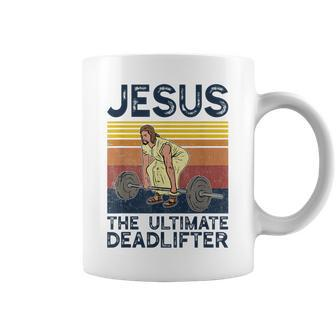 Vintage Jesus The Ultimate Deadlifter Funny Christian Gym  Coffee Mug