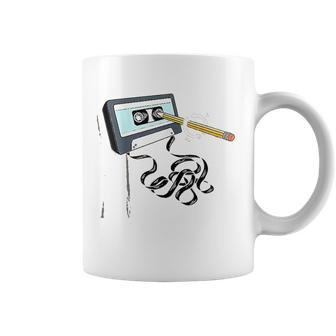 Vintage Music 80S 90S With Pencil Winding Up A Cassette Tape Coffee Mug - Thegiftio UK