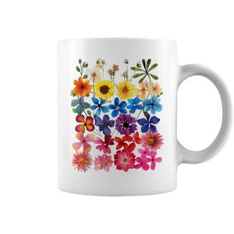 Vintage Pressed Flowers Plant Botanical Garden Wildflower Coffee Mug - Seseable