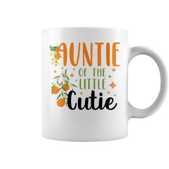 Womens Auntie Little Cutie Baby Shower Orange 1St Birthday Party Coffee Mug | Mazezy DE