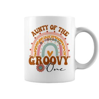 Womens Aunty Of The Groovy One Boho Rainbow Mothers Day Coffee Mug | Mazezy