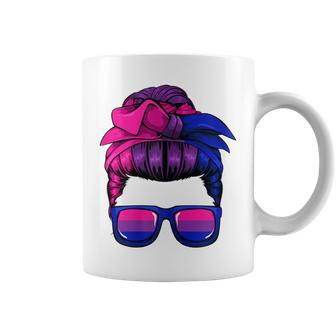 Womens Bisexual Messy Bun Lgbt-Q Cool Subtle Bi Pride Flag Colors Coffee Mug | Mazezy DE