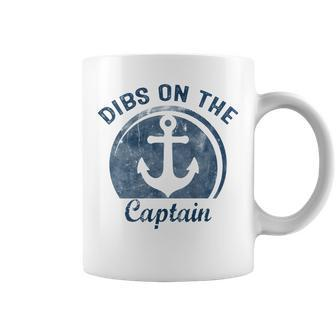 Womens Dibs On The Captain Funny Boating Captain Wife  Coffee Mug