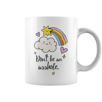 Womens Dont Be An Asshole Vintage Funny Rainbow & Star Psa Coffee Mug | Mazezy
