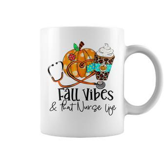Womens Fall Vibes & That Nurse Life School Nurse Fall Autumn Women Coffee Mug - Thegiftio UK