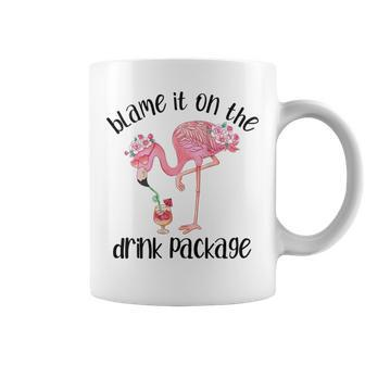 Womens Flamingo Cruise Blame It On The Drink Package Drinking Booze Coffee Mug | Mazezy