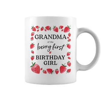 Womens Grandma Of Berry First Birthday Girl Sweet One Strawberry Coffee Mug | Mazezy