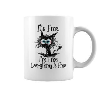 Womens Its Fine Im Fine Everything Is Fine Funny Cat Coffee Mug - Thegiftio UK