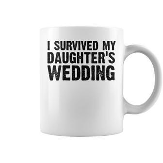 Womens Mom Dad Funny I Survived My Daughters Wedding Vintage Coffee Mug - Seseable