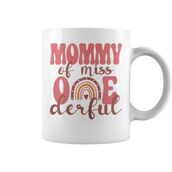 Womens Mommy Of Little Miss Onederful 1St Bday Boho Rainbow Coffee Mug | Mazezy