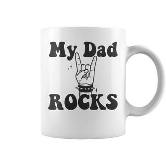 Womens My Dad Rocks Girl Dad Dads Day Gift Fathers Day Coffee Mug - Thegiftio UK