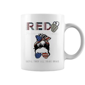 Womens On Friday We Wear Red Friday Military Support Troops Us Flag Coffee Mug - Seseable