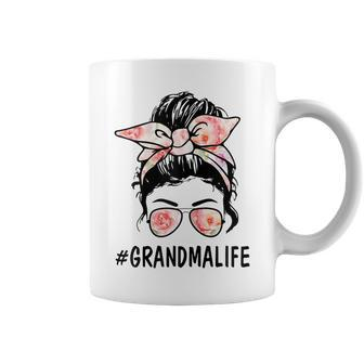 Womens Ph Cute Floral Messy Bun Grandma Life Mothers Day Coffee Mug - Thegiftio UK