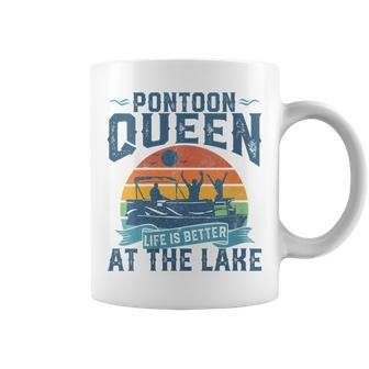 Womens Pontoon Queen Funny Boating Lake Pontooning Womens Boat Gift Coffee Mug - Seseable