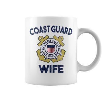 Womens Proud Us Coast Guard Wife Military Pride Coffee Mug - Seseable