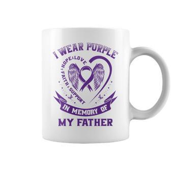 Womens Purple In Memory Of Father Dad Pancreatic Cancer Awareness Coffee Mug - Seseable