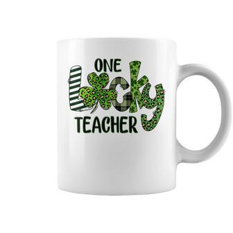 Womens Shamrock One Lucky Teacher St Patricks Day School Coffee Mug - Seseable