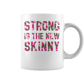 Womens Strong Is The New Skinny Pink Camo Gym Camouflage Lover Coffee Mug - Seseable