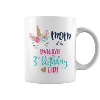 Womens Unicorn Mom Of The 3Rd Birthday Girl Shirt Matching Daughter Coffee Mug | Mazezy UK