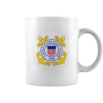 Womens Womens US Coast Guard Proud Aunt With American Flag Coffee Mug - Seseable