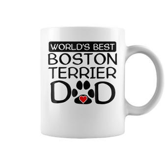 Worlds Best Boston Terrier Dad Dog Owner Paw Print Gift For Mens Coffee Mug | Mazezy
