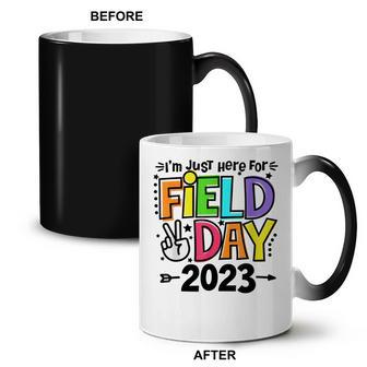 Just Here For Field Day 2023 Peace Sign Teacher Students Coffee Color Changing Mug | Mazezy