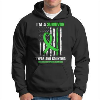 1 Year Cancer Free Non Hodgkins Lymphoma Survivor Usa Flag Hoodie - Seseable