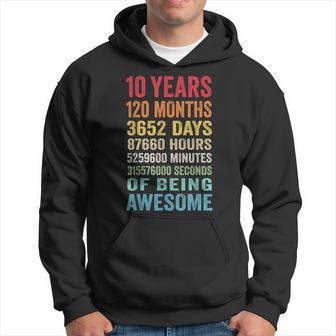 10 Years Old 10Th Birthday Gift Vintage Retro 120 Months Hoodie | Mazezy