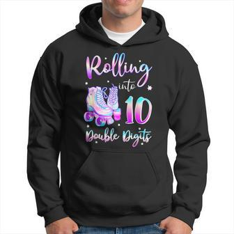 10 Years Old Birthday Girl Rolling Into 10Th Double Digits Hoodie | Mazezy