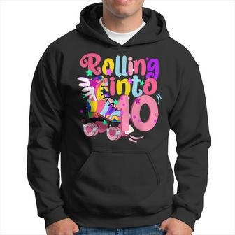 10 Years Old Birthday Rolling Into 10 Years Roller Skates Hoodie | Mazezy