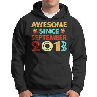 10 Years Old Gift Awesome Since September 2013 10Th Birthday Men Hoodie Graphic Print Hooded Sweatshirt - Seseable