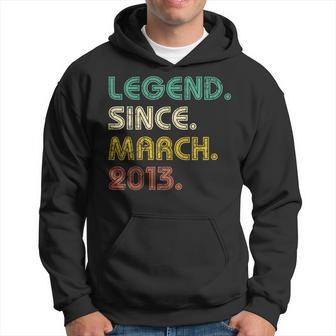 10 Years Old Gifts Legend Since March 2013 10Th Birthday Hoodie - Seseable