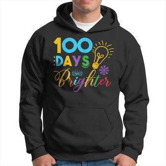 100 Days Brighter Teacher Students Men Hoodie Graphic Print Hooded Sweatshirt - Seseable