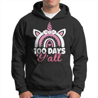 100 Days Yall Teacher Smarter Cute Unicorn Rainbow Gifts Men Hoodie Graphic Print Hooded Sweatshirt - Thegiftio UK