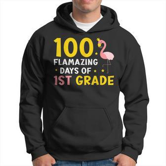 100 Flamazing Days Of 1St Grade Student Teacher Flamingo Men Hoodie Graphic Print Hooded Sweatshirt - Thegiftio UK