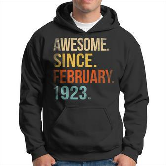 100Th Birthday Gifts 100 Year Old Awesome Since February Hoodie - Thegiftio UK