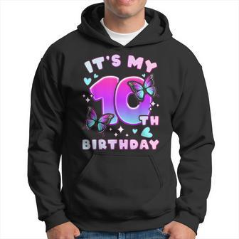 10Th Birthday Girl 10 Years Butterflies And Number 10 Hoodie | Mazezy