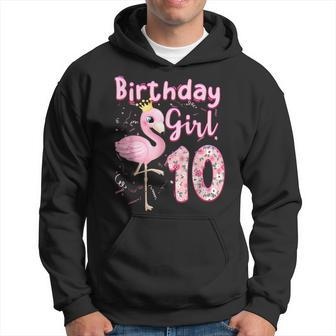 10Th Birthday Girls Flamingo 10 Years Old Tropical Flamingo Hoodie - Seseable