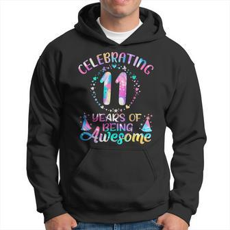 11 Years Of Being Awesome 11 Years Old 11Th Birthday Tie Dye Hoodie | Mazezy