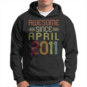 11Th Birthday Gifts Awesome Since April 2011 11 Years Old Hoodie - Seseable