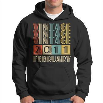 12 Year Old Gift Vintage Made In February 2011 12Th Birthday Hoodie - Thegiftio UK