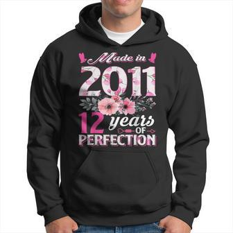 12 Years Old Gifts Made In 2011 Floral 12Th Birthday Women Hoodie - Thegiftio UK