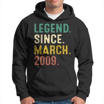 14 Years Old Gifts Legend Since March 2009 14Th Birthday Hoodie - Seseable