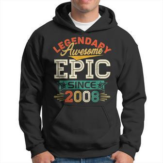 15 Year Old Legendary Awesome Epic Since 2008 15Th Birthday Men Hoodie Graphic Print Hooded Sweatshirt - Seseable