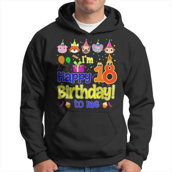 Im 18 Happy Birthday To Me Animal Cup Cake Birthday Party Men Hoodie - Thegiftio UK